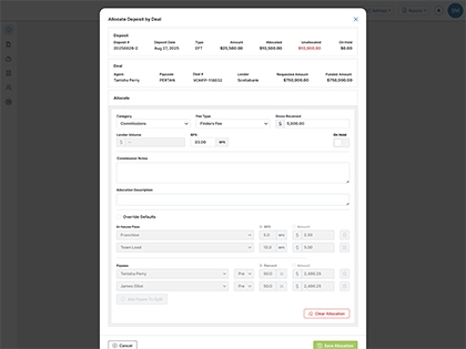 Allocate Deposit